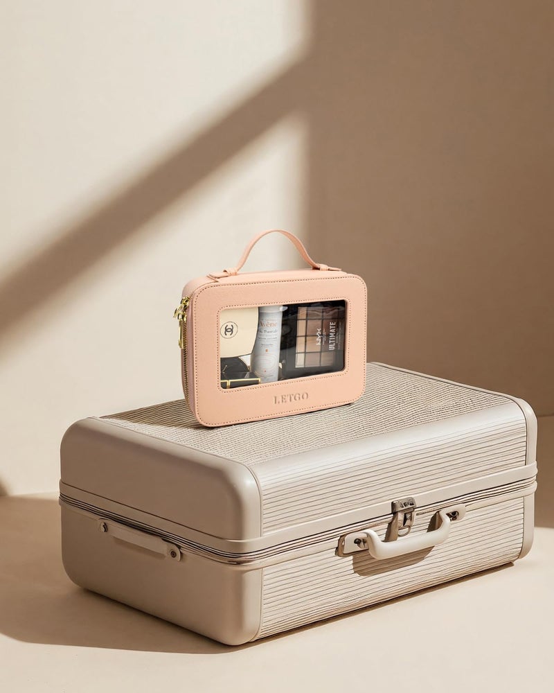 LETGO Clear Makeup Bag Travel Cosmetic Case Transparent Toiletry Bag with Zipper, Portable Make Up Organizer Traveling Compact Car Bag for Essentials (A-Nude) - Image 5
